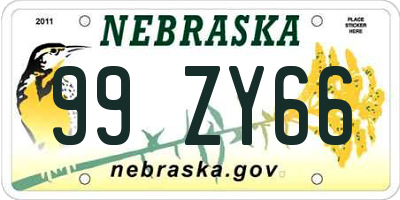 NE license plate 99ZY66