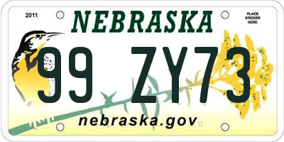 NE license plate 99ZY73