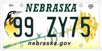 NE license plate 99ZY75