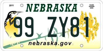 NE license plate 99ZY81