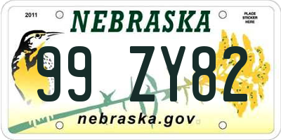 NE license plate 99ZY82