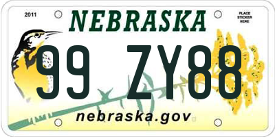 NE license plate 99ZY88