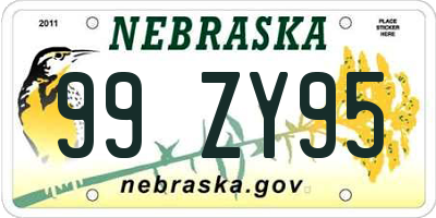 NE license plate 99ZY95