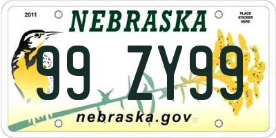 NE license plate 99ZY99