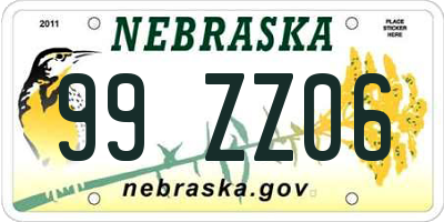 NE license plate 99ZZ06