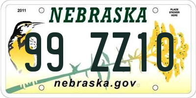 NE license plate 99ZZ10