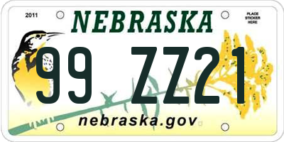 NE license plate 99ZZ21