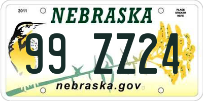 NE license plate 99ZZ24