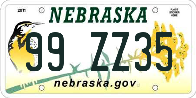 NE license plate 99ZZ35