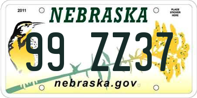 NE license plate 99ZZ37