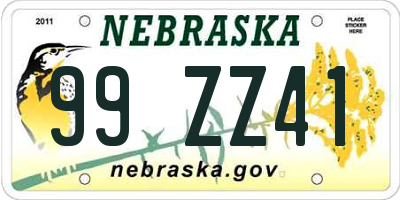 NE license plate 99ZZ41