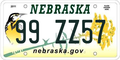 NE license plate 99ZZ57