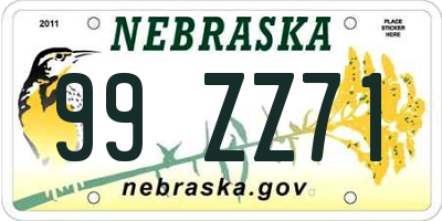 NE license plate 99ZZ71