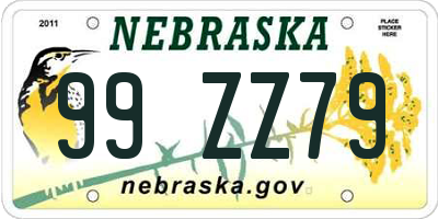 NE license plate 99ZZ79