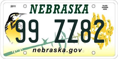 NE license plate 99ZZ82