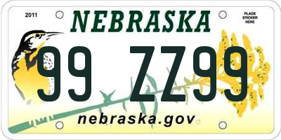 NE license plate 99ZZ99