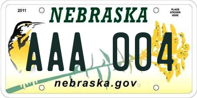 NE license plate AAA004