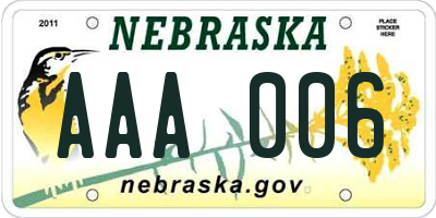 NE license plate AAA006