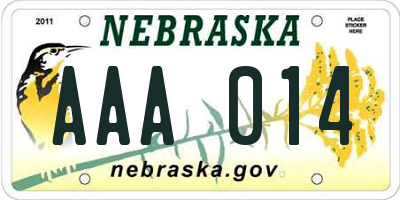 NE license plate AAA014