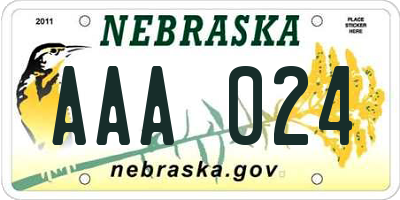 NE license plate AAA024