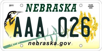 NE license plate AAA026