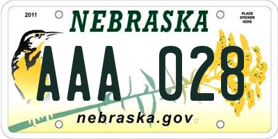 NE license plate AAA028