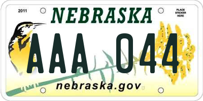 NE license plate AAA044