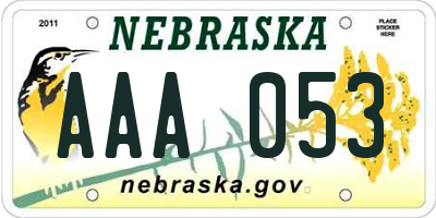 NE license plate AAA053