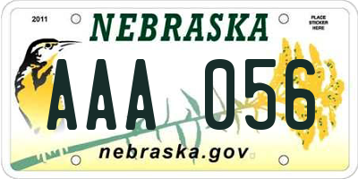 NE license plate AAA056