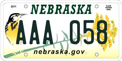 NE license plate AAA058