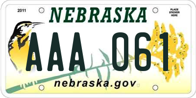 NE license plate AAA061