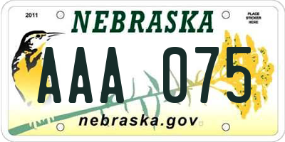NE license plate AAA075