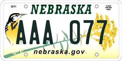 NE license plate AAA077