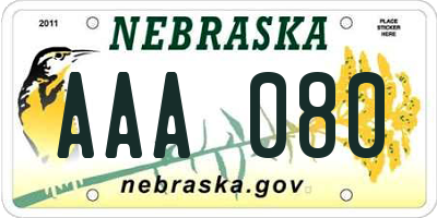 NE license plate AAA080