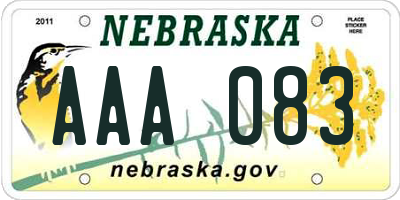 NE license plate AAA083