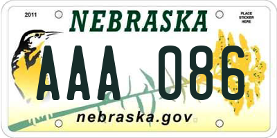 NE license plate AAA086