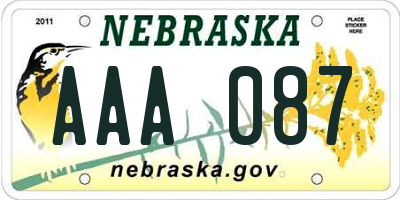 NE license plate AAA087