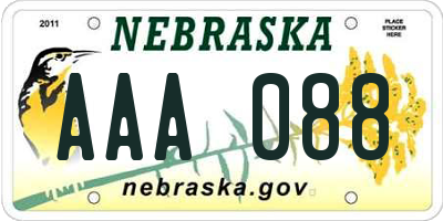 NE license plate AAA088