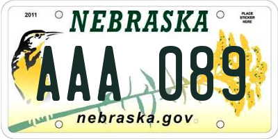 NE license plate AAA089