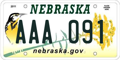 NE license plate AAA091