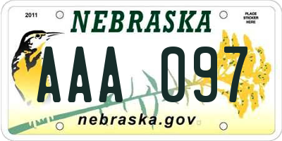 NE license plate AAA097