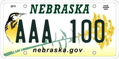 NE license plate AAA100