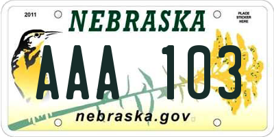 NE license plate AAA103