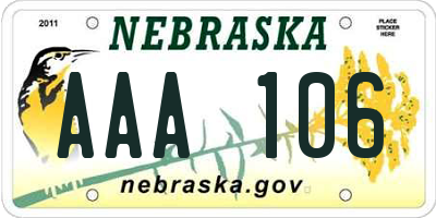 NE license plate AAA106