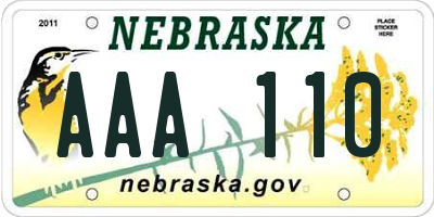 NE license plate AAA110