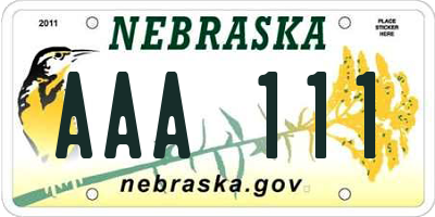 NE license plate AAA111