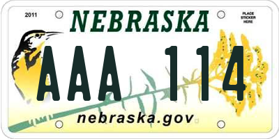 NE license plate AAA114