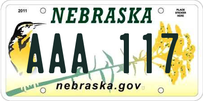 NE license plate AAA117