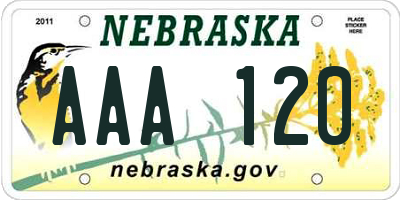 NE license plate AAA120