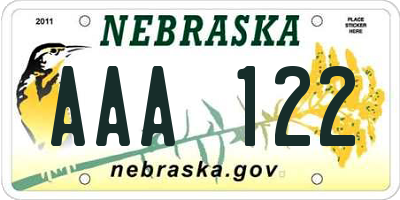 NE license plate AAA122